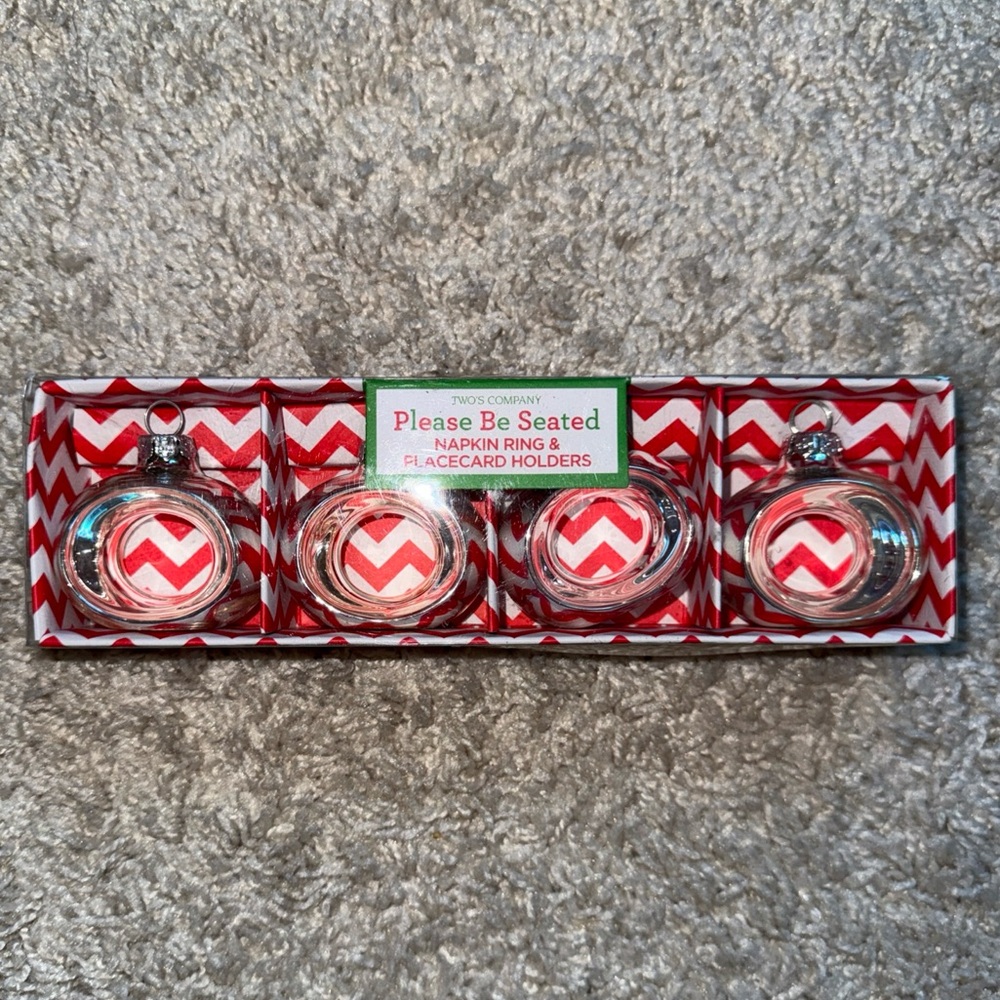 Two's Company silver ornament Napkin Rings and Placecard Holders